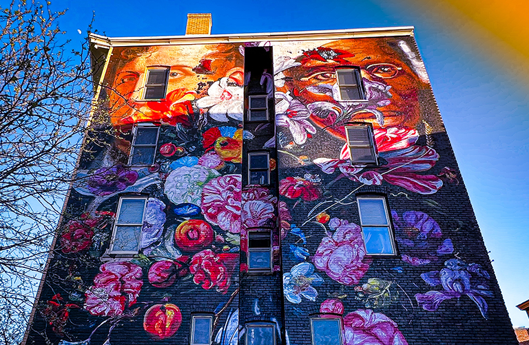 The Pronkstilleven by Gaia mural on The Stuyvesant in Kingston, NY.